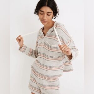 Madewell MWL Popover Hoodie Sweatshirt in Sorrento Stripe‎ Sz: S